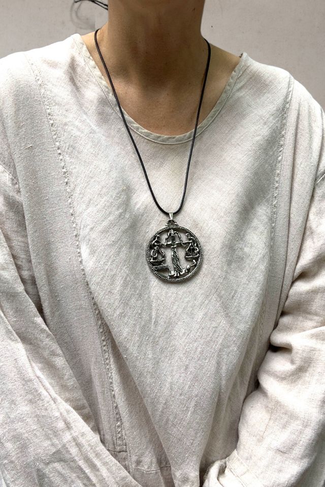 Vintage Libra Zodiac Pendant on Leather Cord Selected by SharpLilTeeth #3