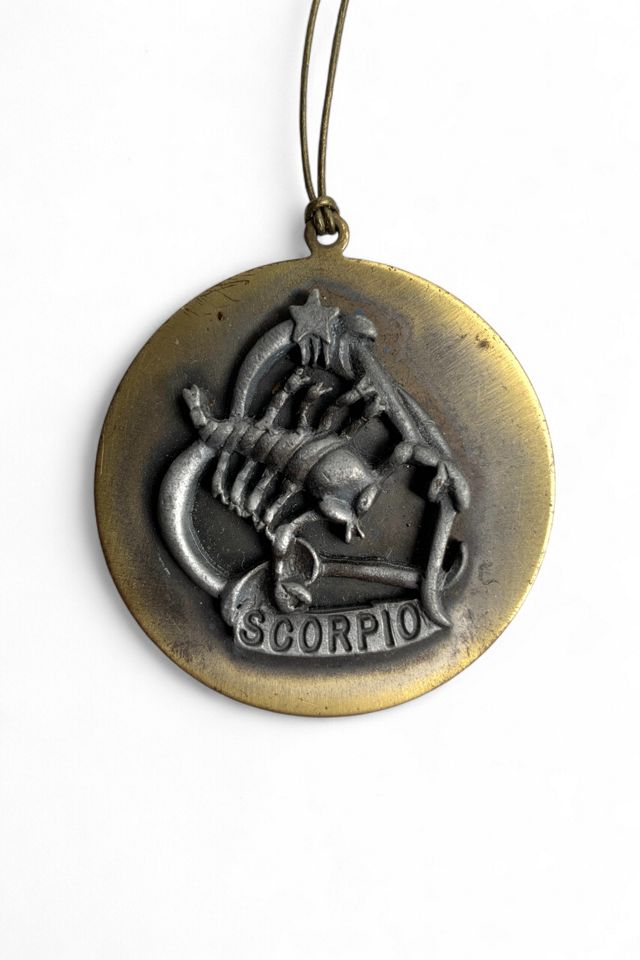 Vintage 1970s Scorpio Zodiac Pendant on Leather Cord Selected by SharpLilTeeth #1