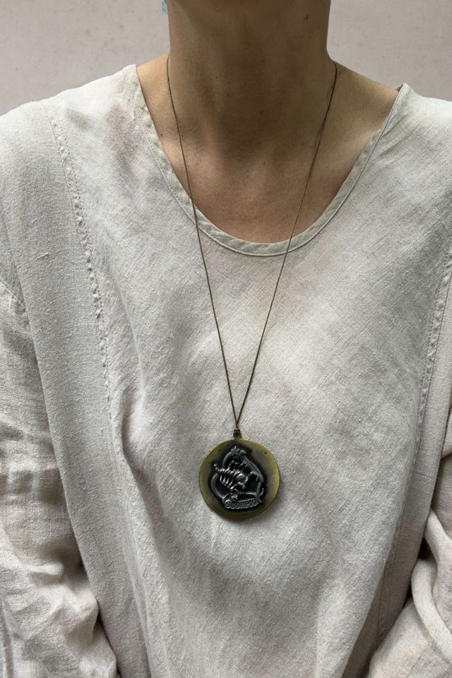 Vintage 1970s Scorpio Zodiac Pendant on Leather Cord Selected by SharpLilTeeth #3