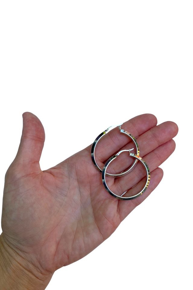 Vintage Sterling Silver Minimalist Hoop Earrings Selected by SharpLilTeeth #2