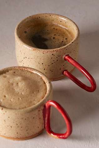 Okay Objects Red and Beige Espresso Cup Set by Free People