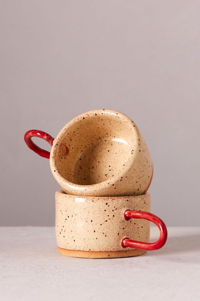 Okay Objects Red and Beige Espresso Cup Set #1