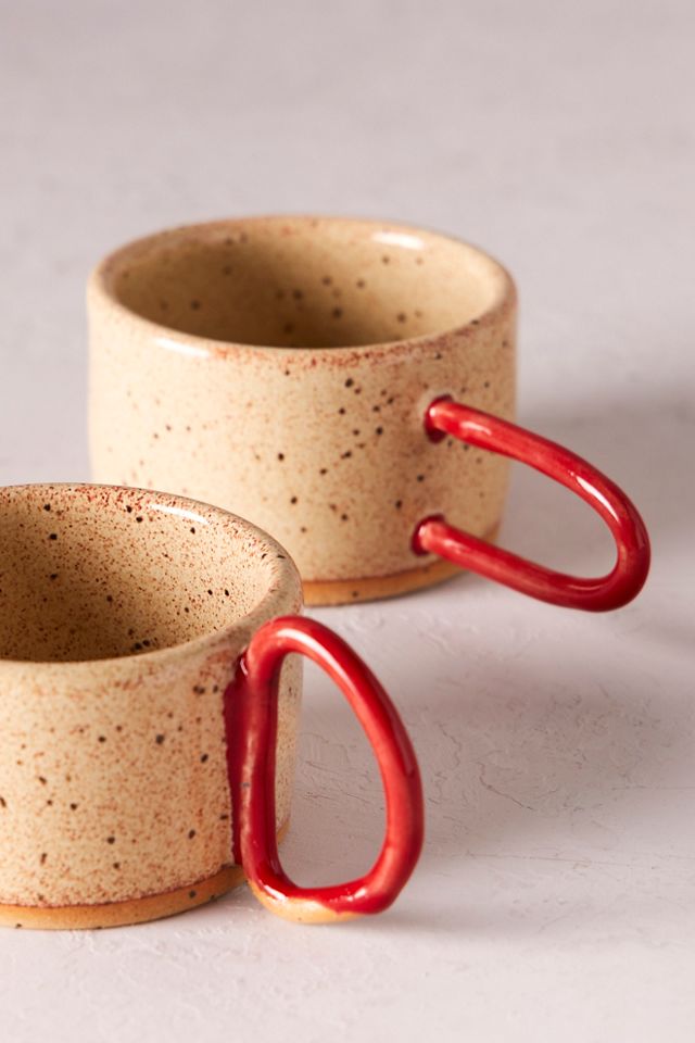 Okay Objects Red and Beige Espresso Cup Set #2