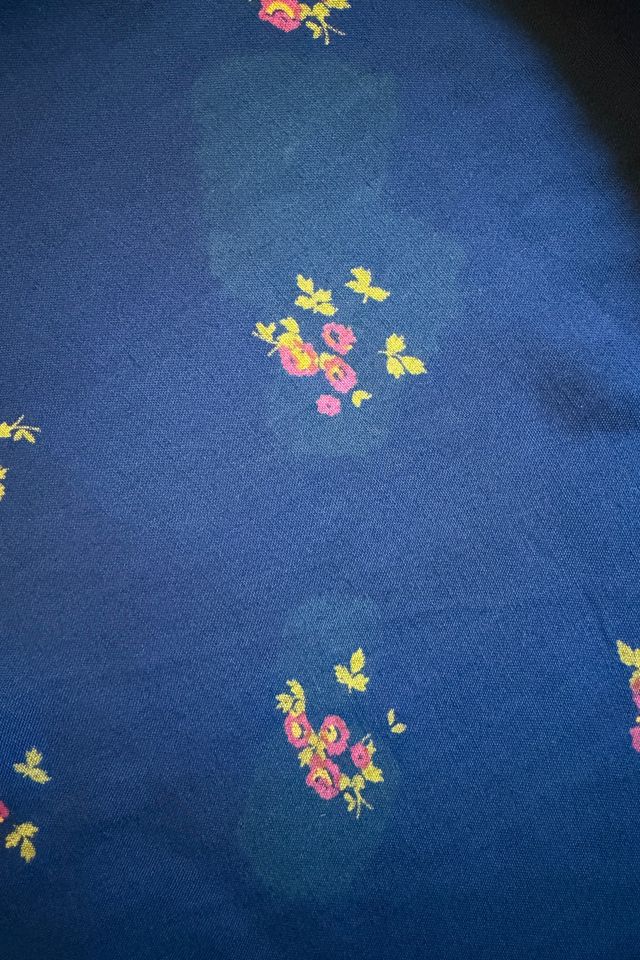 Vintage 1970s Boho Blue Floral Angel Sleeve Rayon Maxi Dress Selected by Two Vintage Twins #3