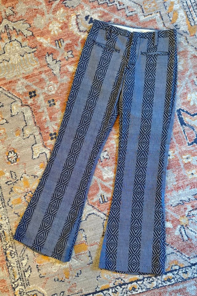 Vintage 1970s Boho Textured Chambray Flare Pants Selected by Two Vintage Twins #1