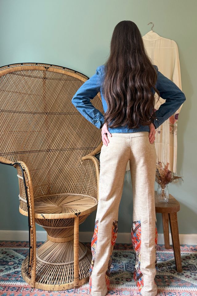 Vintage 1970s Western Tan Patchwork Flare Pants Selected by Two Vintage Twins #2
