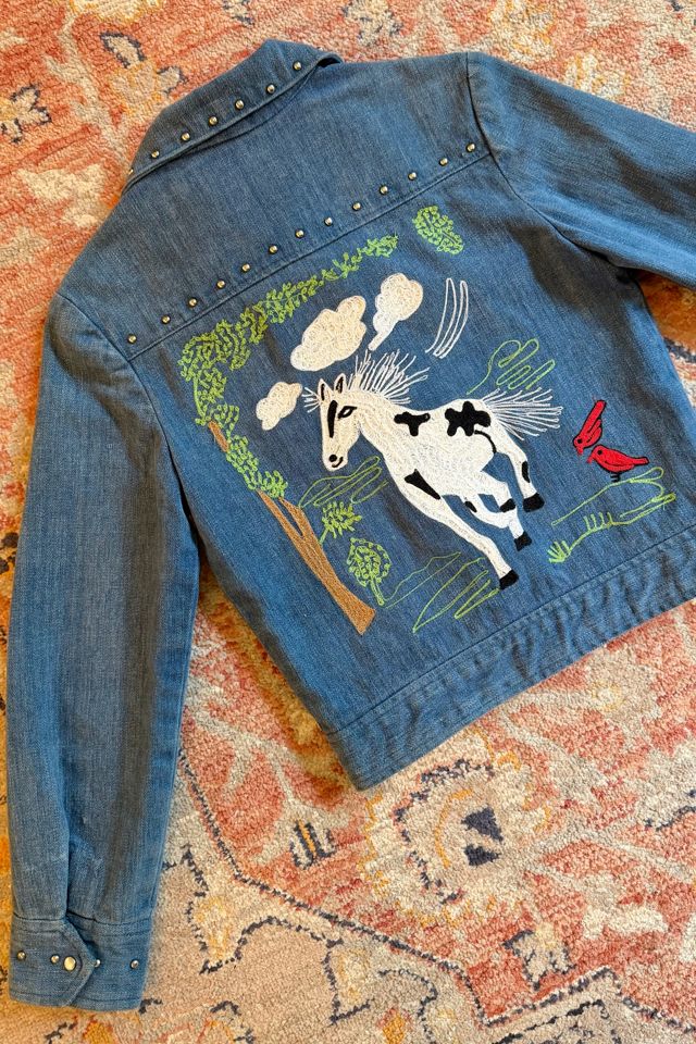 Vintage 1970s Handmade Embroidered Horse Studded Jacket Selected by Two Vintage Twins #2