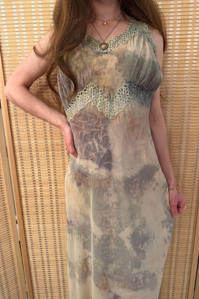 Vintage 1930s/1940s Bias Hand Dyed Rayon Slip Dress Selected by Two Vintage Twins #1