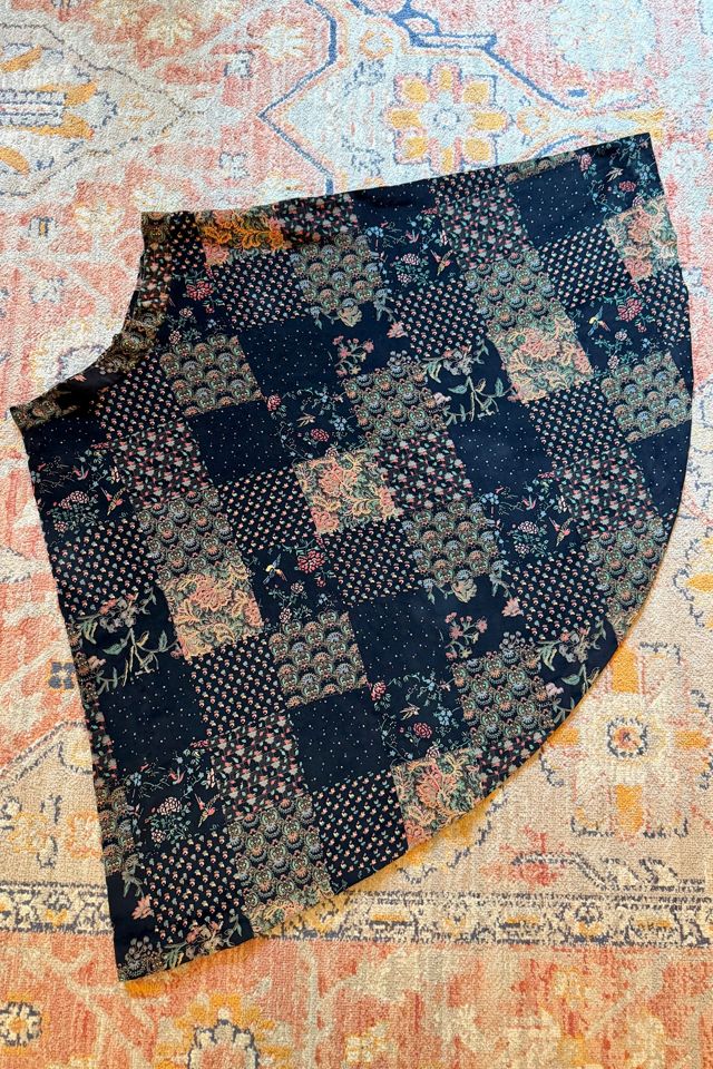 Vintage 1970s Whimsical Velvet Floral & Birds Patchwork Skirt Selected by Two Vintage Twins #2