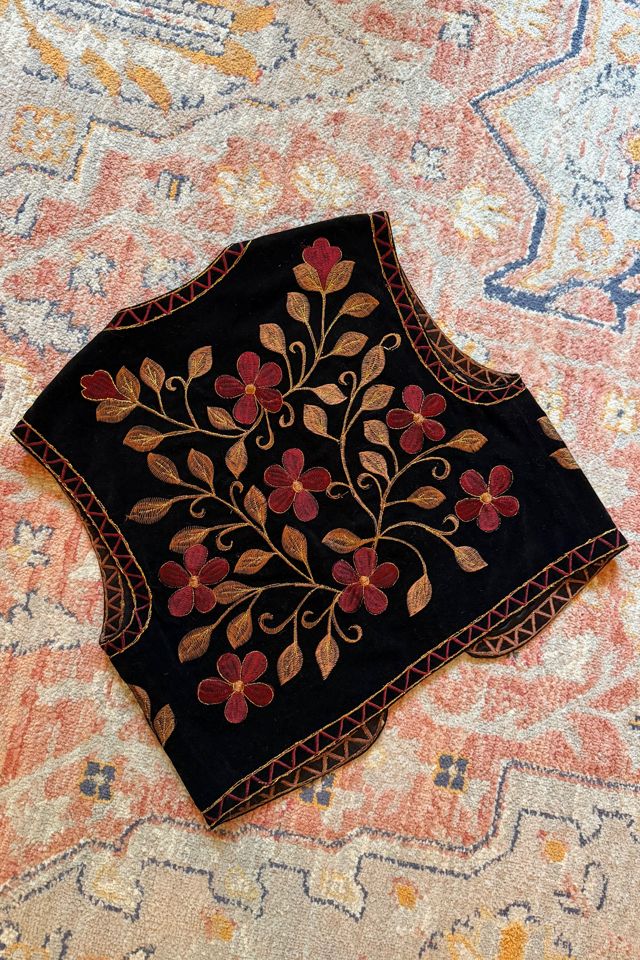 Vintage Boho Floral Embroidered Velvet Vest Selected by Two Vintage Twins #2