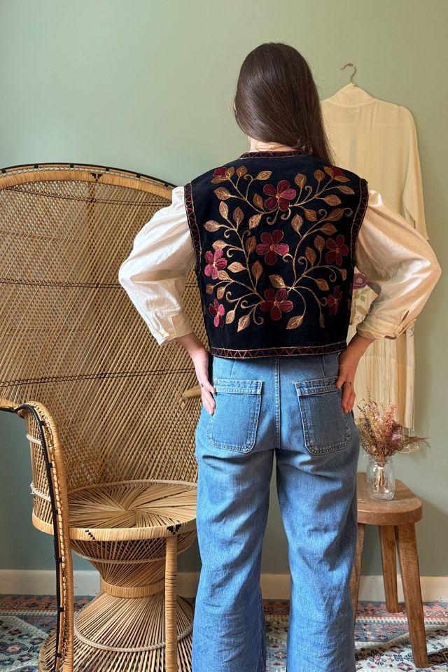 Vintage Boho Floral Embroidered Velvet Vest Selected by Two Vintage Twins #3