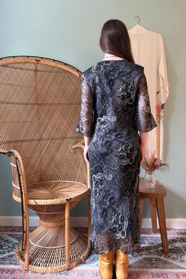 Vintage 1990s Silk Paisley Whimsigoth Ruffle Dress Selected by Two Vintage Twins #1