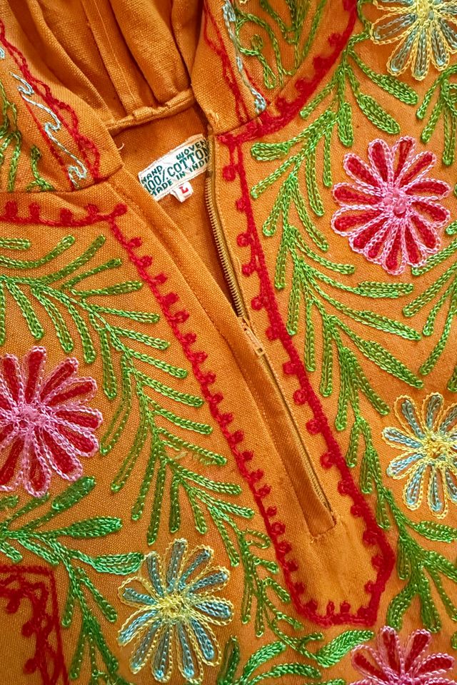 Vintage 1960s Boho Embroidered Hooded Caftan Maxi Dress Selected by Two Vintage Twins #3