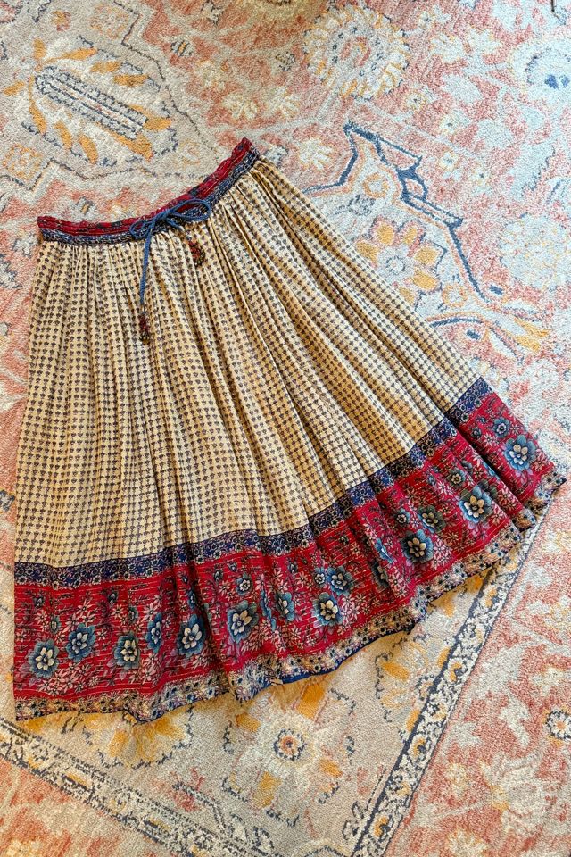 Vintage Boho Floral Lurex Indian Cotton Skirt Selected by Two Vintage Twins #2