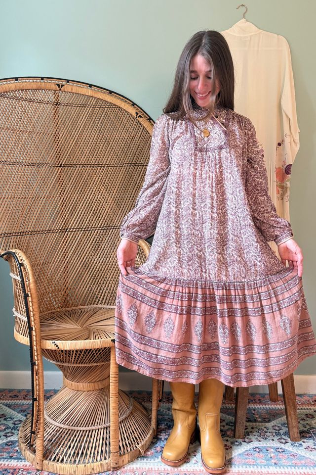 Vintage 1970s Boho Indian Cotton Quilted Bodice Dress Selected by Two Vintage Twins #2