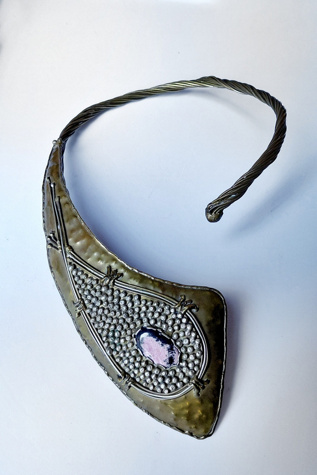 Rhodonite Brass Torque Necklace Selected by Garbage Soup