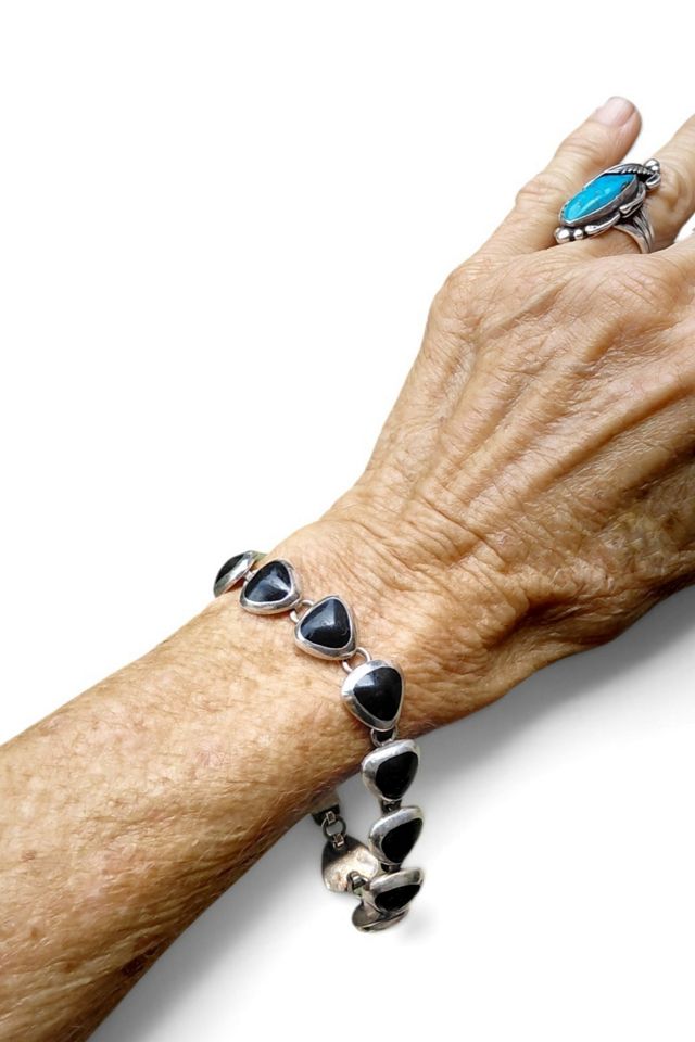 Taxco Onyx Sterling Silver Link Bracelet Selected by Garbage Soup #1