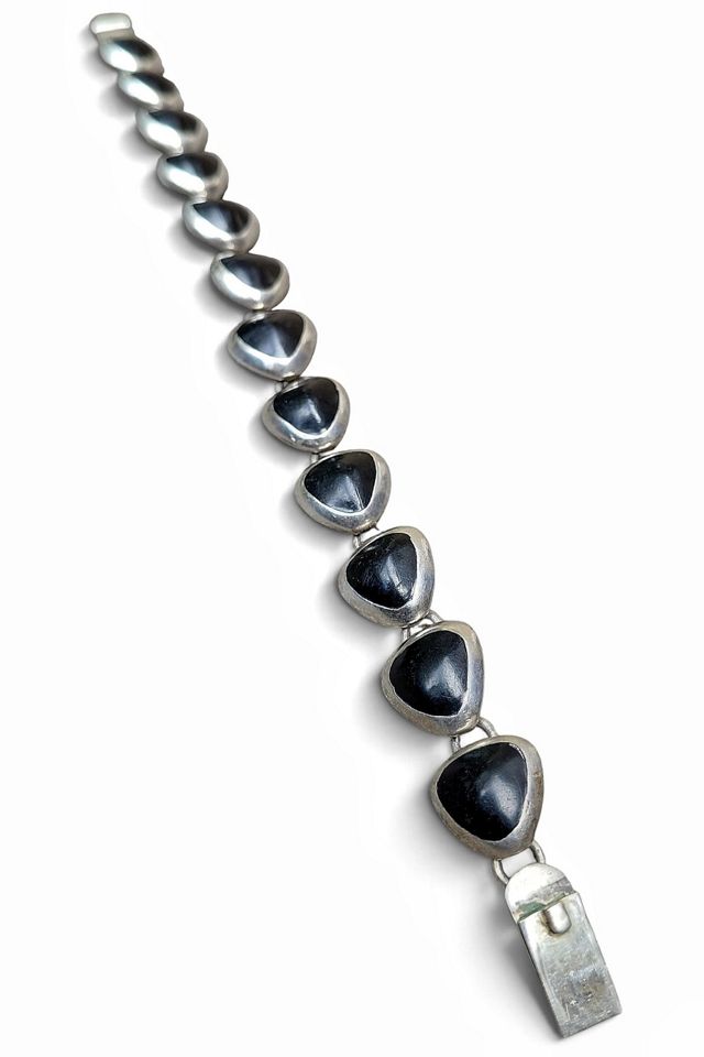 Taxco Onyx Sterling Silver Link Bracelet Selected by Garbage Soup #3