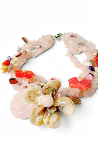 Handcrafted Rose Quartz and Gemstone Necklace Selected by Garbage Soup