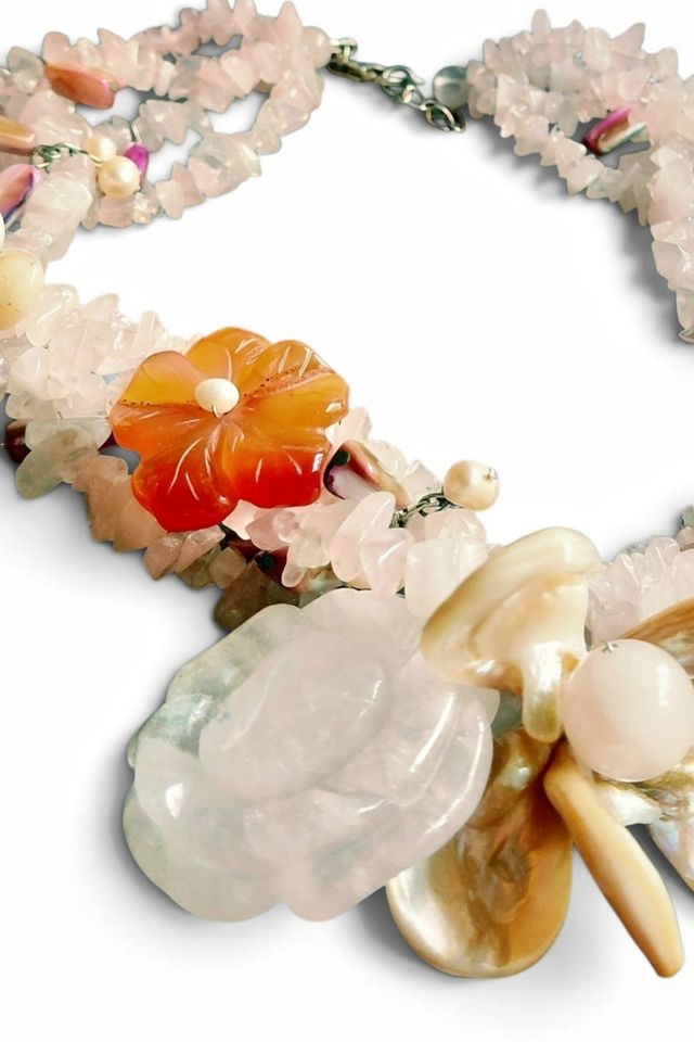 Handcrafted Rose Quartz and Gemstone Necklace Selected by Garbage Soup #3
