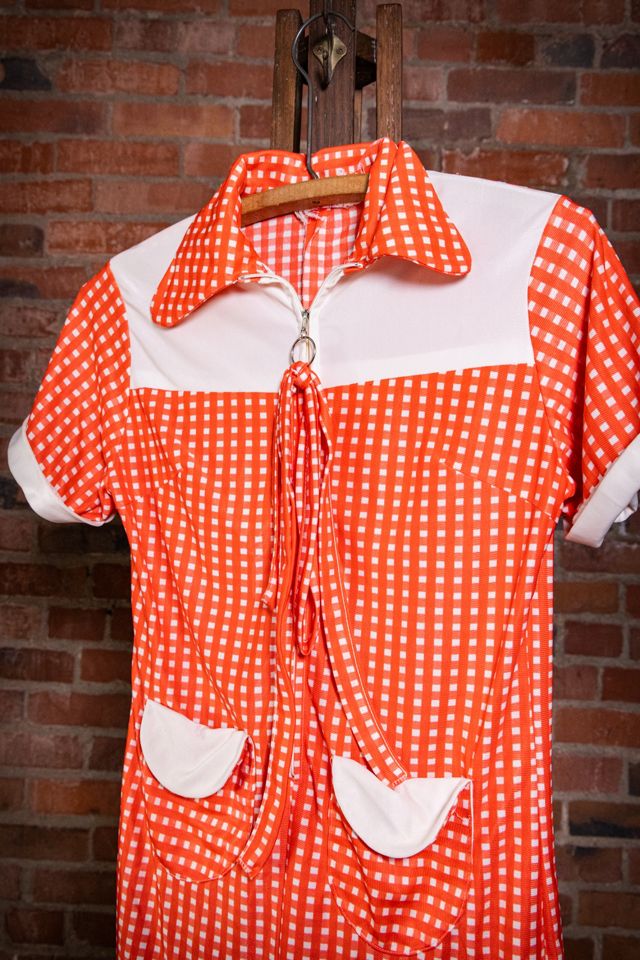 Vintage 70s Red and White Checkered Romper Selected by Black Shag Vintage #2