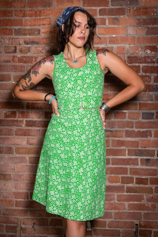 Vintage 70s Green Floral Skirt and Vest Set Selected by Black Shag Vintage