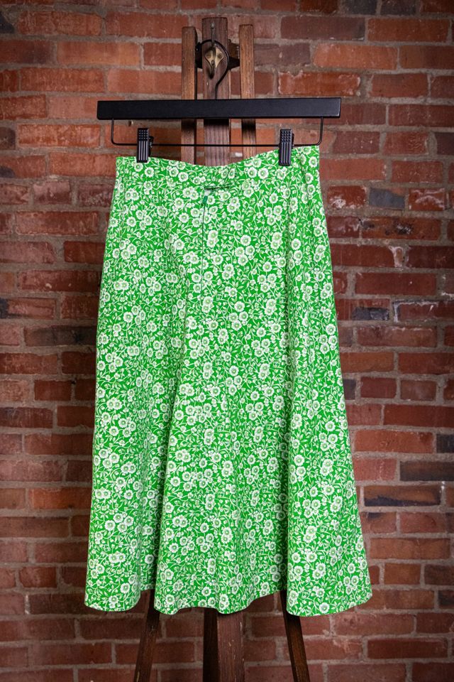 Vintage 70s Green Floral Skirt and Vest Set Selected by Black Shag Vintage #3