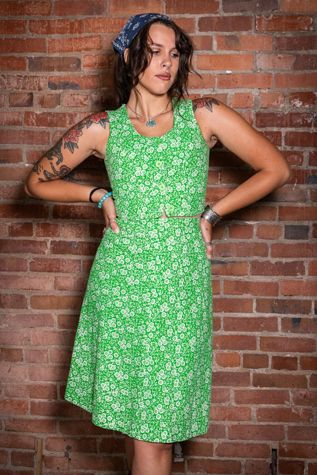 Vintage 70s Green Floral Skirt and Vest Set Selected by Black Shag Vintage