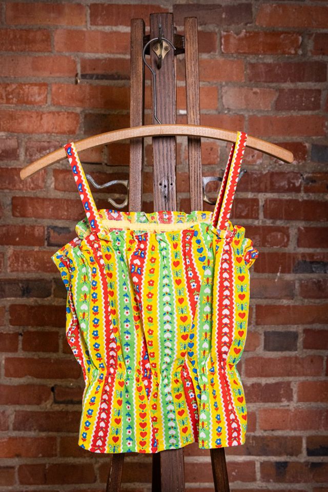 Vintage Red Yellow and Green Floral Patterned Blouse Selected by Black Shag Vintage #1