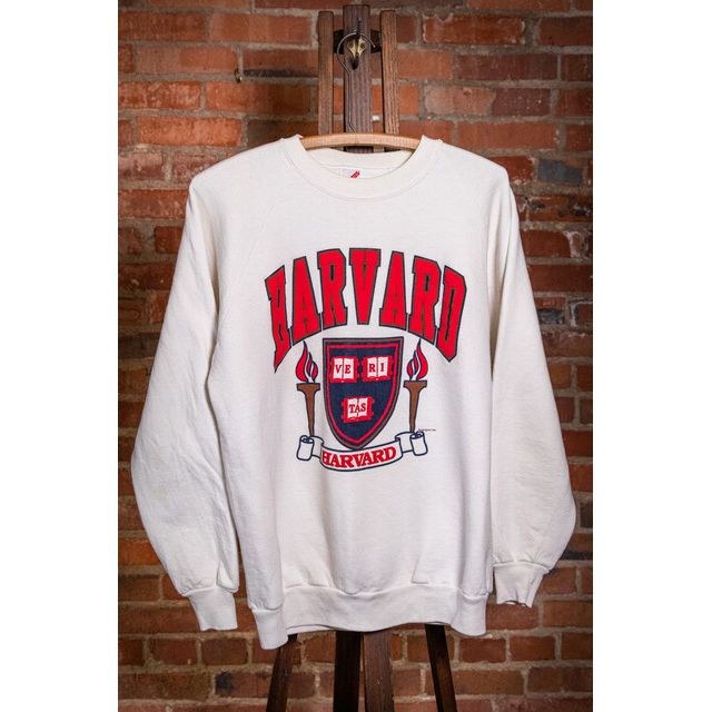 Vintage 80s Harvard White Sweatshirt Selected by Black Shag Vintage #1
