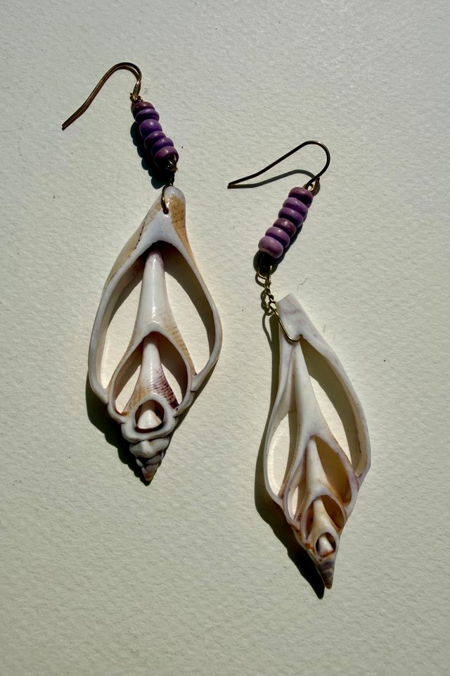 Beaded Seashell Earrings Selected by Wax Plant #2