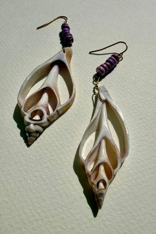 Beaded Seashell Earrings Selected by Wax Plant