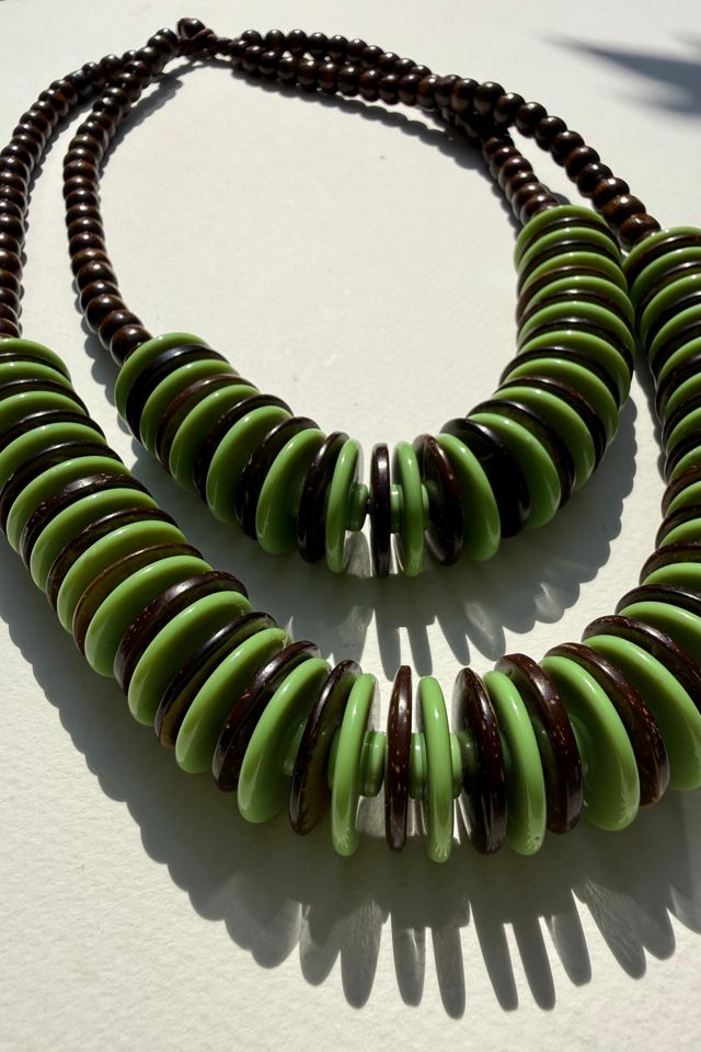 Wood Beaded Necklace Selected by Wax Plant #1