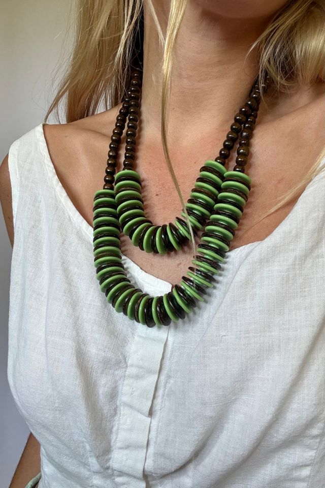 Wood Beaded Necklace Selected by Wax Plant #2