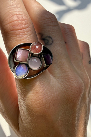 Sterling Silver Gemstone Cluster Ring Selected by Wax Plant