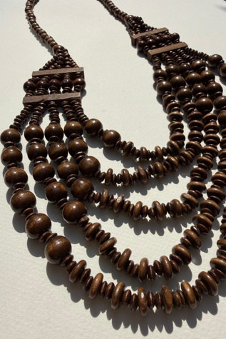 Multi-Strand Wood Beaded Necklace Selected by Wax Plant