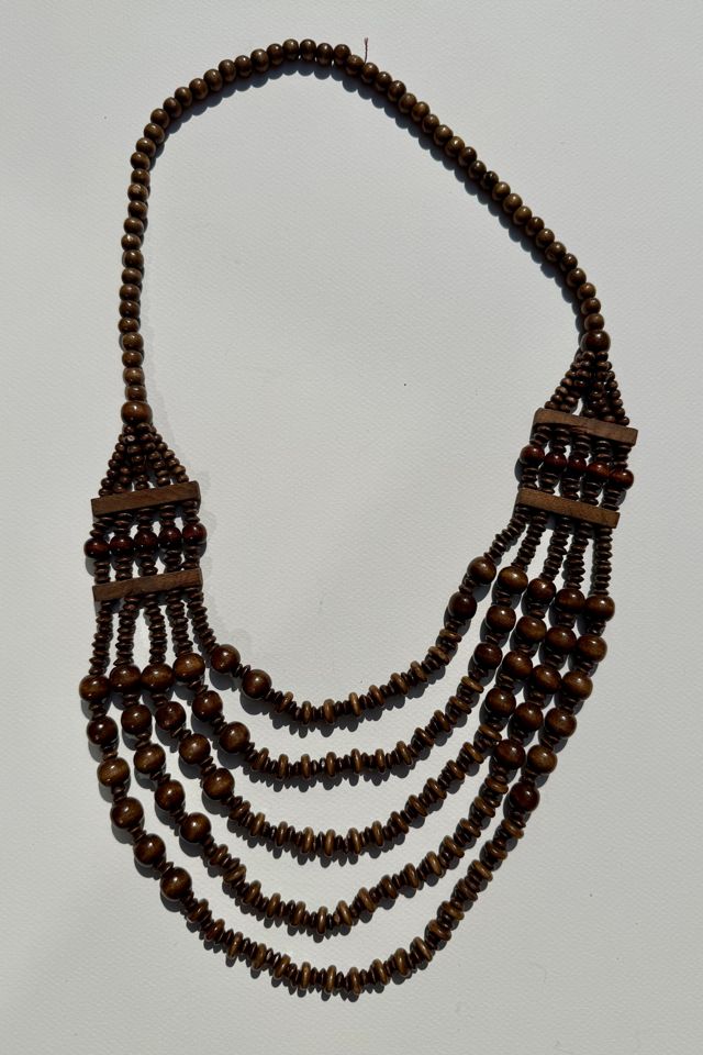 Multi-Strand Wood Beaded Necklace Selected by Wax Plant #2