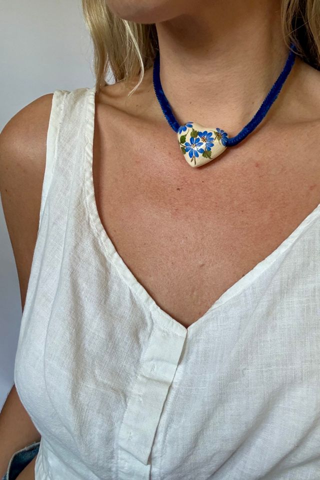 Blue Velvet Heart Necklace Selected by Wax Plant #1