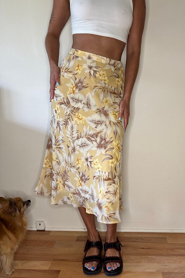 Mustard Floral Bias Flare Midi Skirt Selected by Picky Jane #2