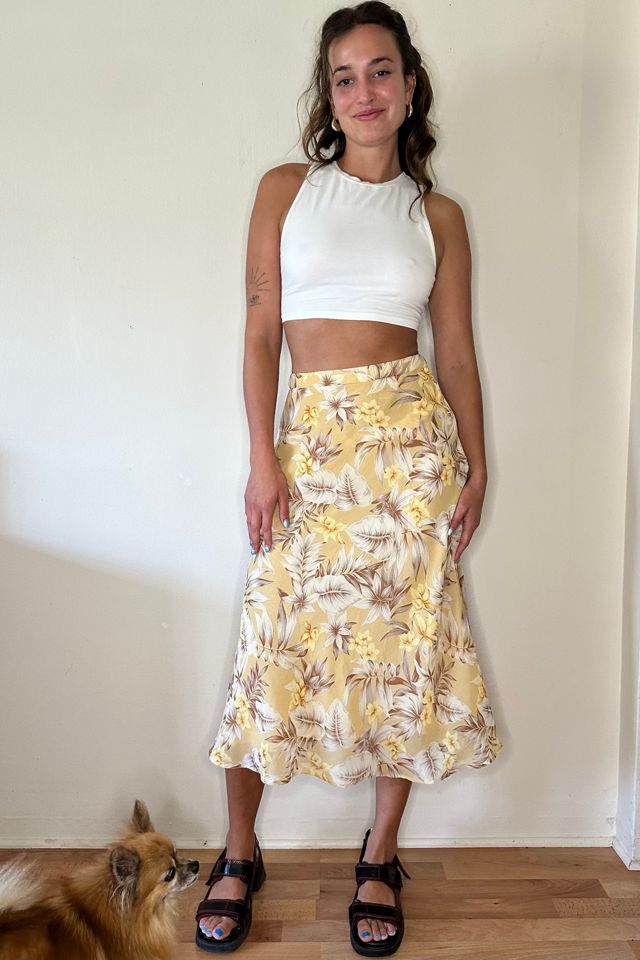 Mustard Floral Bias Flare Midi Skirt Selected by Picky Jane #3