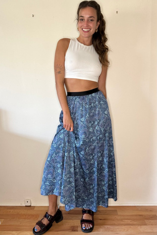 Vintage Blue Paisley Skirt
