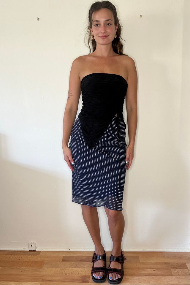 Silk Navy Polka Dot Bias Slinky Lined Skirt Selected by Picky Jane #2