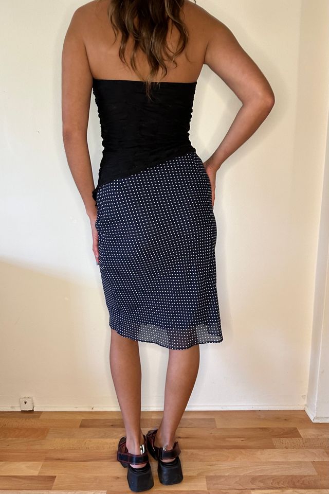 Silk Navy Polka Dot Bias Slinky Lined Skirt Selected by Picky Jane #3