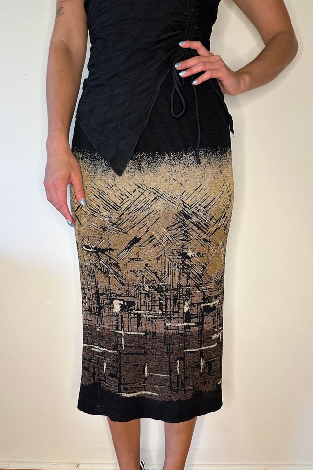 Vintage 90s Y2K Ombre Printed Column Skirt Selected by Picky Jane #1
