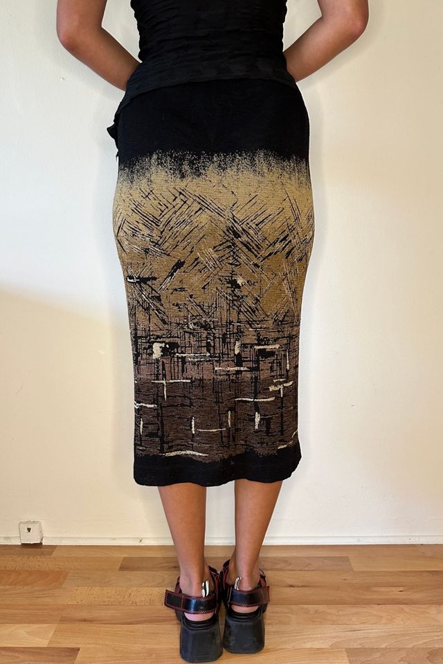 Vintage 90s Y2K Ombre Printed Column Skirt Selected by Picky Jane #2
