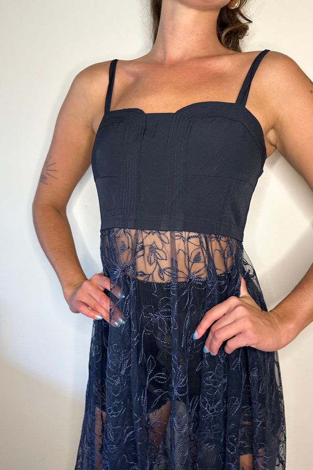 Navy Bodice Dress with Mesh Netting Selected by Picky Jane #1