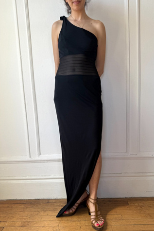 Vintage 90s One-Shoulder Sheer Mesh Maxi Dress Selected by MARMALADE