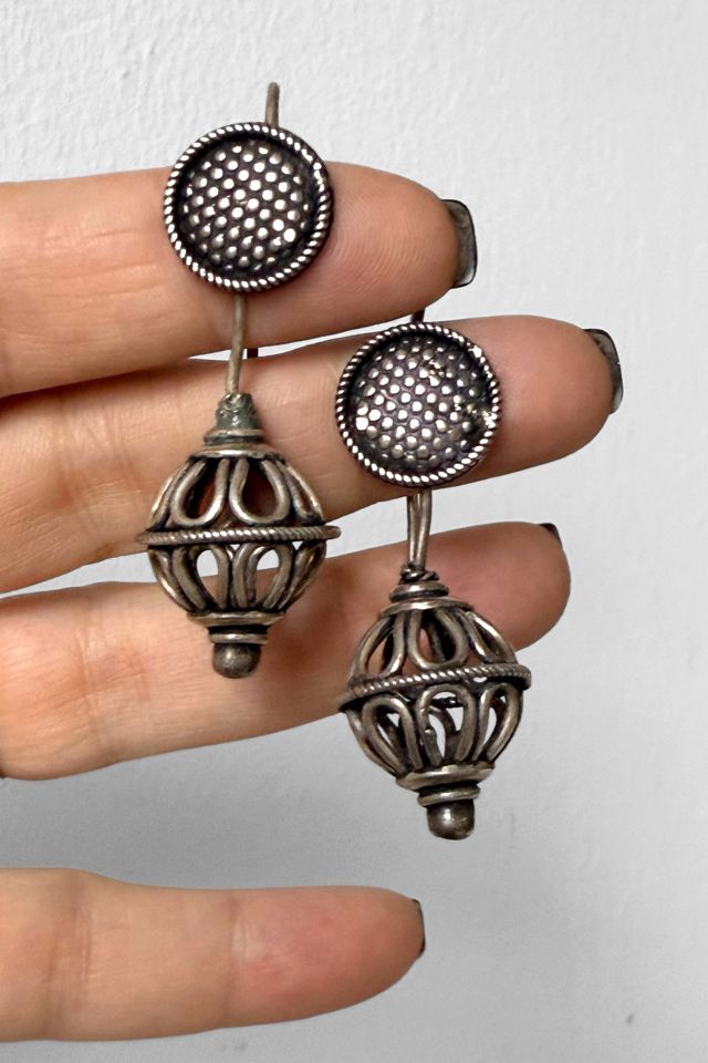 Vintage India Sterling Silver Drop Earrings Selected by MARMALADE #1
