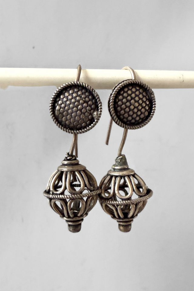 Vintage India Sterling Silver Drop Earrings Selected by MARMALADE #3