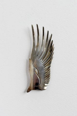 Vintage Modernist Sterling Silver Wings Brooch Selected by MARMALADE